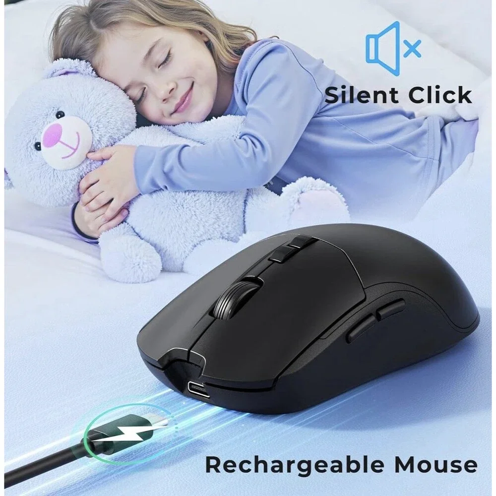 Silent Wireless Keyboard and Mouse Combo - Keyboard with Large Print Cover,